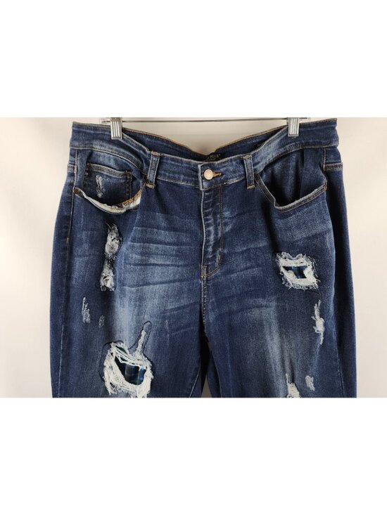 Judy Blue Jeans Womens Plus 20W Blue Skinny Fit Distress JB82140DK PL (38x27) - Picture 2 of 13